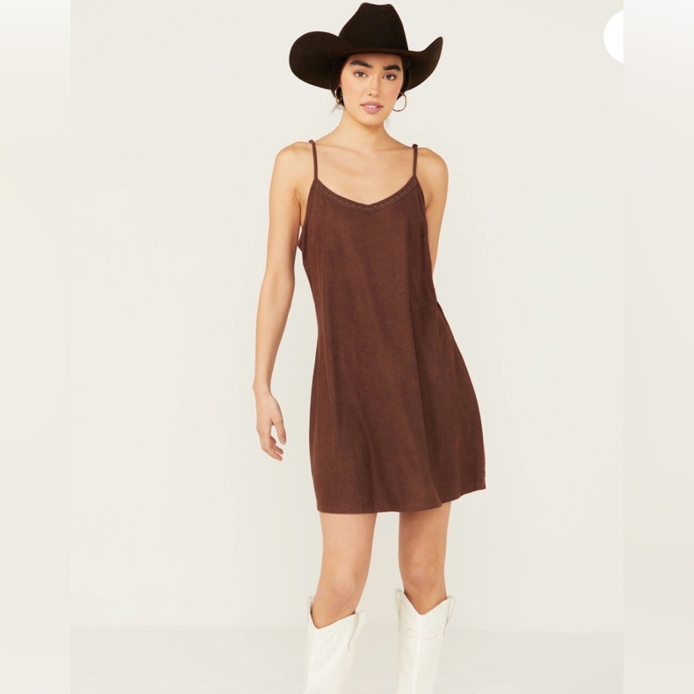 SHYANNE WOMEN'S FAUX SUEDE SLEEVELESS MINI DRESS